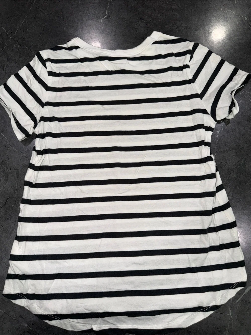 Old Navy Black & White Striped Tee with Yellow Pineapple